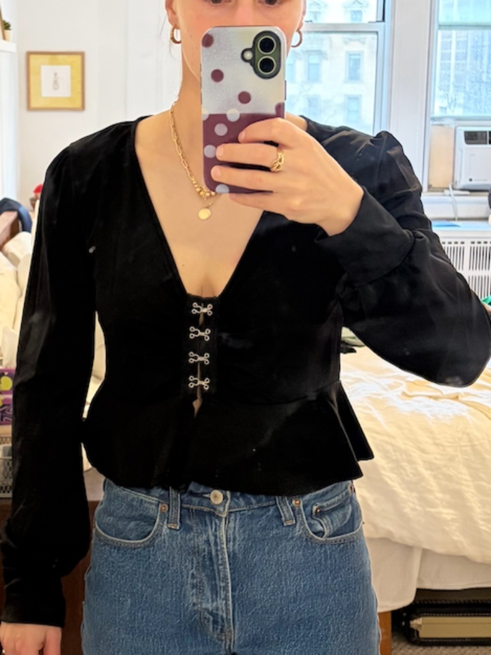 Black long sleeve going out top